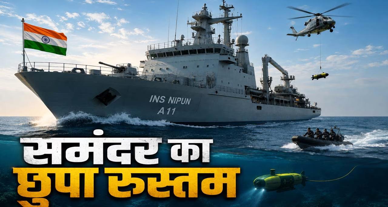 समुद्र की गहराई में भारत की नई ढाल: भारतीय नौसेना में शामिल हुआ स्वदेशी डाइविंग सपोर्ट वेसल 'INS निपुण'