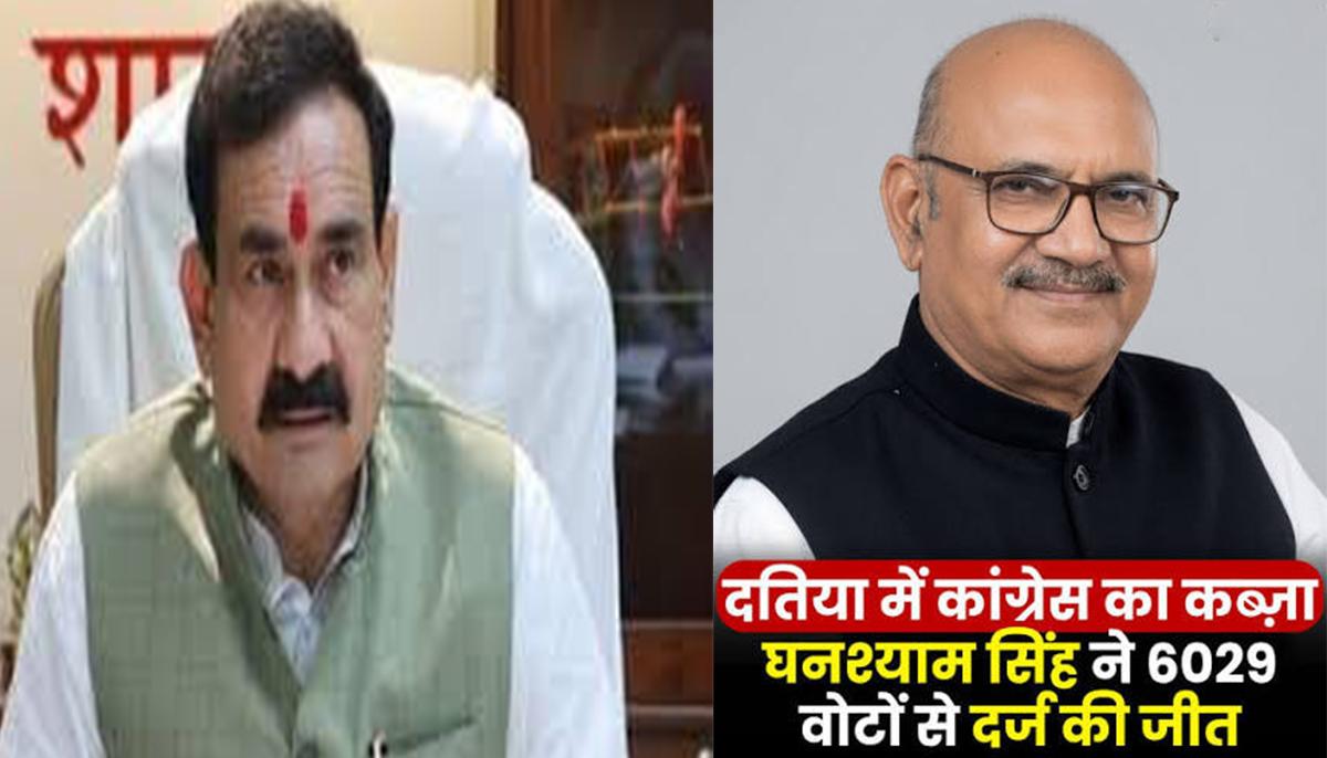नरोत्तम का गढ़ ढहा: दतिया उपचुनाव में कांग्रेस की लगातार दूसरी जीत, भाजपा में मथा सन्नाटा, नरोत्तम मिश्रा के अपने पोलिंग बूथ पर भी पीछे छूटी भाजपा